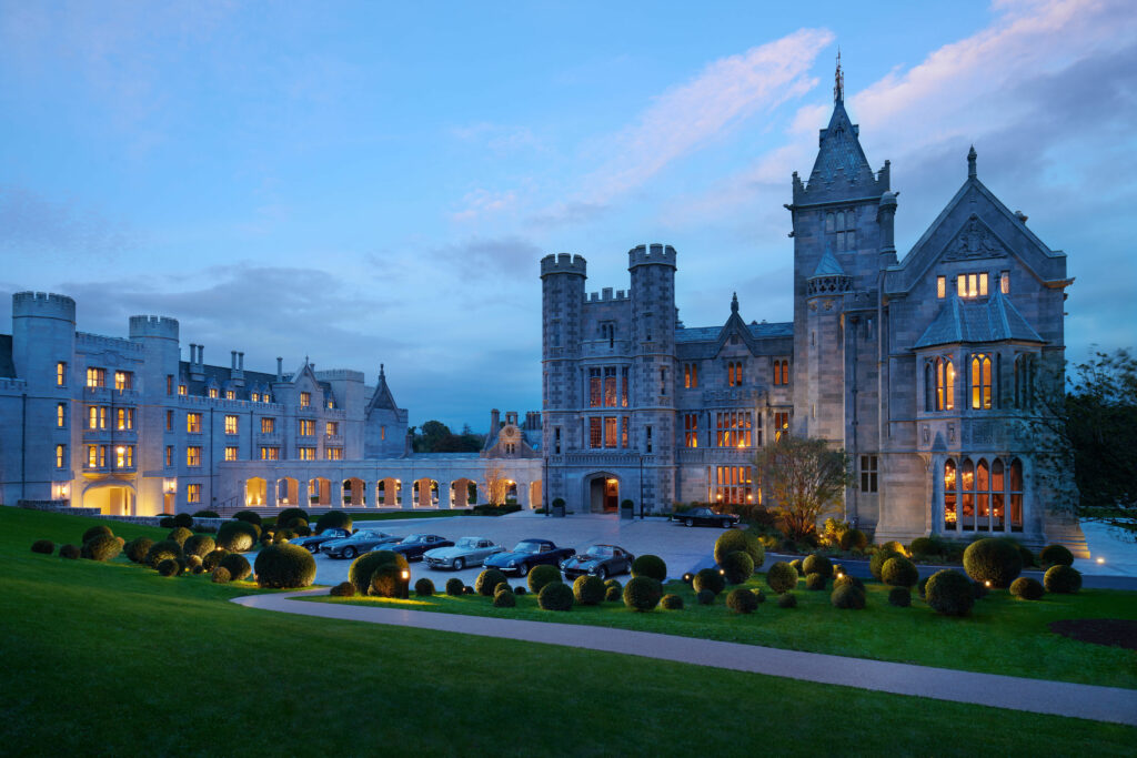 a photo of Aldare Manor, in Limerick Ireland, at Twilight.